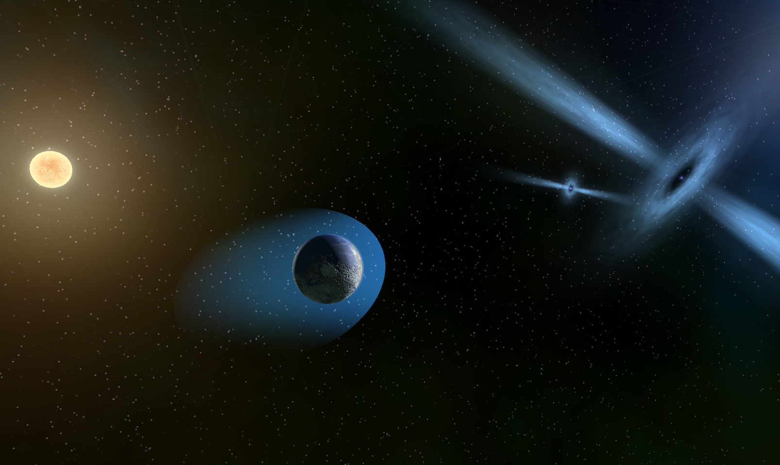 Universe Sandbox pulsar binary render